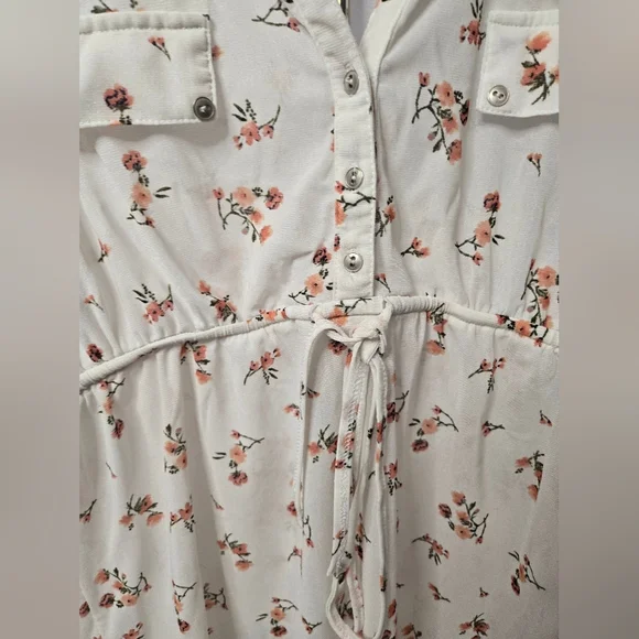 Sirenlily Maternity Floral Tunic Blouse Long Sleeve Drawstring Waist Size Large - Picture 2 of 5